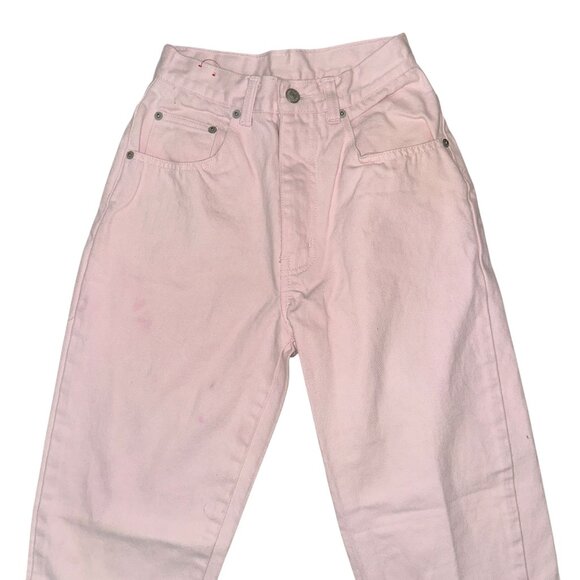 Vintage Jordache Skinny Tapered Leg Juniors Jeans 7 8 27 Pink Heart Buttons - Picture 3 of 9